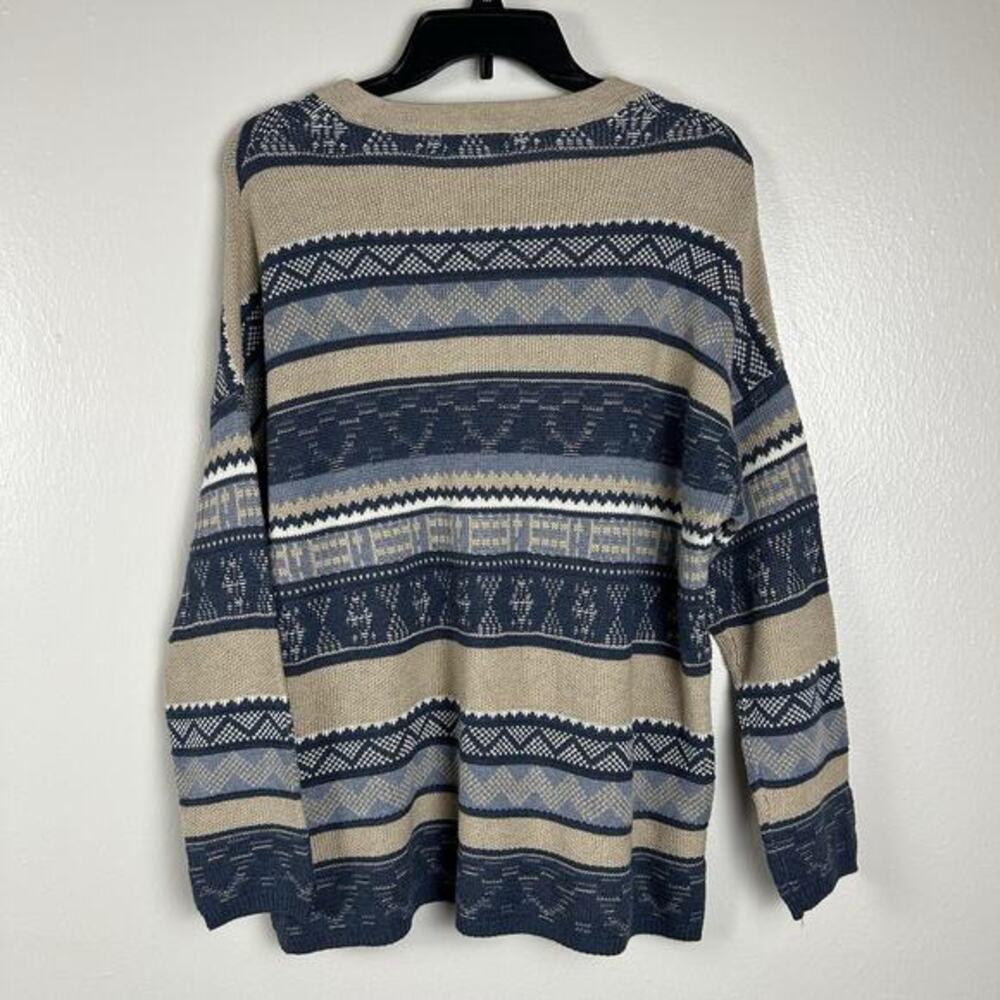 NWT Chaps Women’s Southwestern Knit Tie Up Front Sweater Size L Boho Chic - Picture 4 of 10